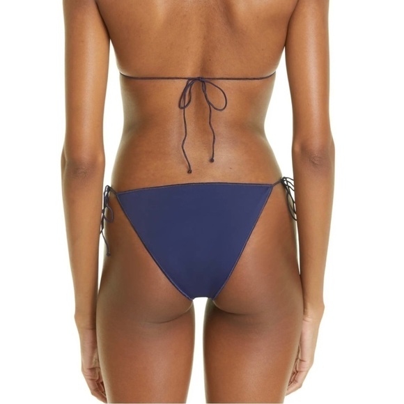 OSÉREE Side Tie Stretch Recycled Polyamide Blend Bikini Bottoms - Blue Sz-M - Picture 2 of 9